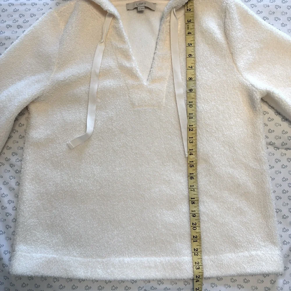 LOFT Cream Sherpa Size Small Hooded Sweatshirt - Picture 3 of 6